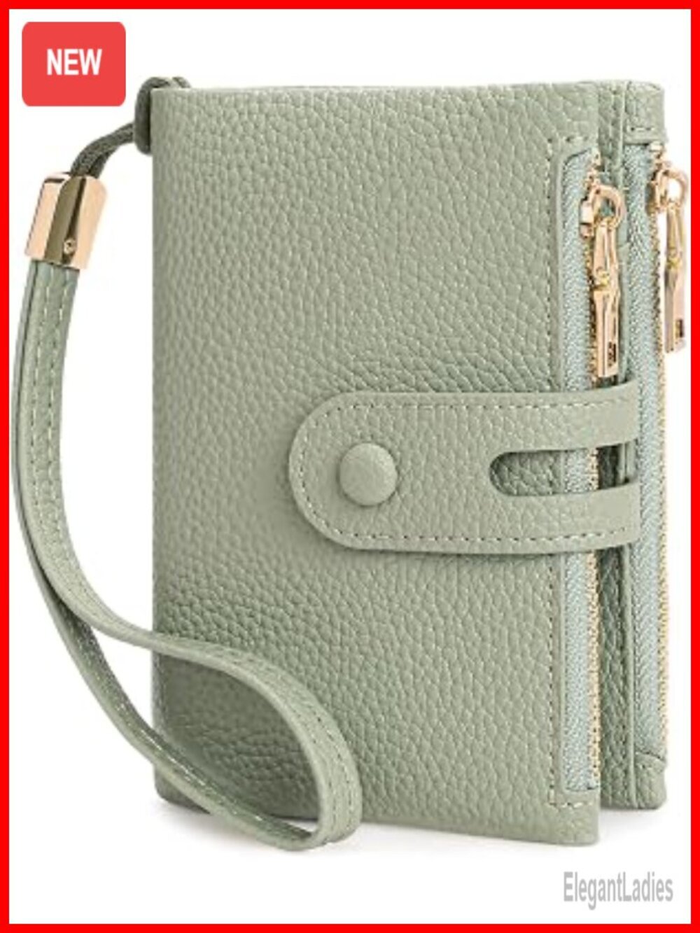 RFID Wristlet Wallet for Women Bifold Card Holder Vegan Leather Double Zipper